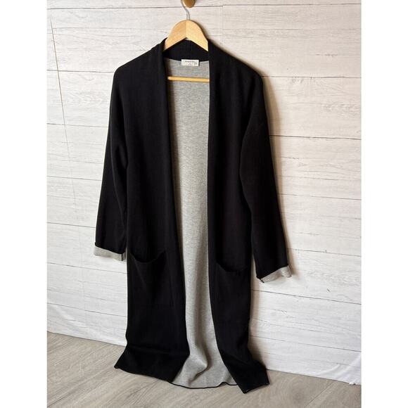 Aritzia Babaton Cardigan Womens Size Medium Black Lance Longline Open Duster - Picture 4 of 16